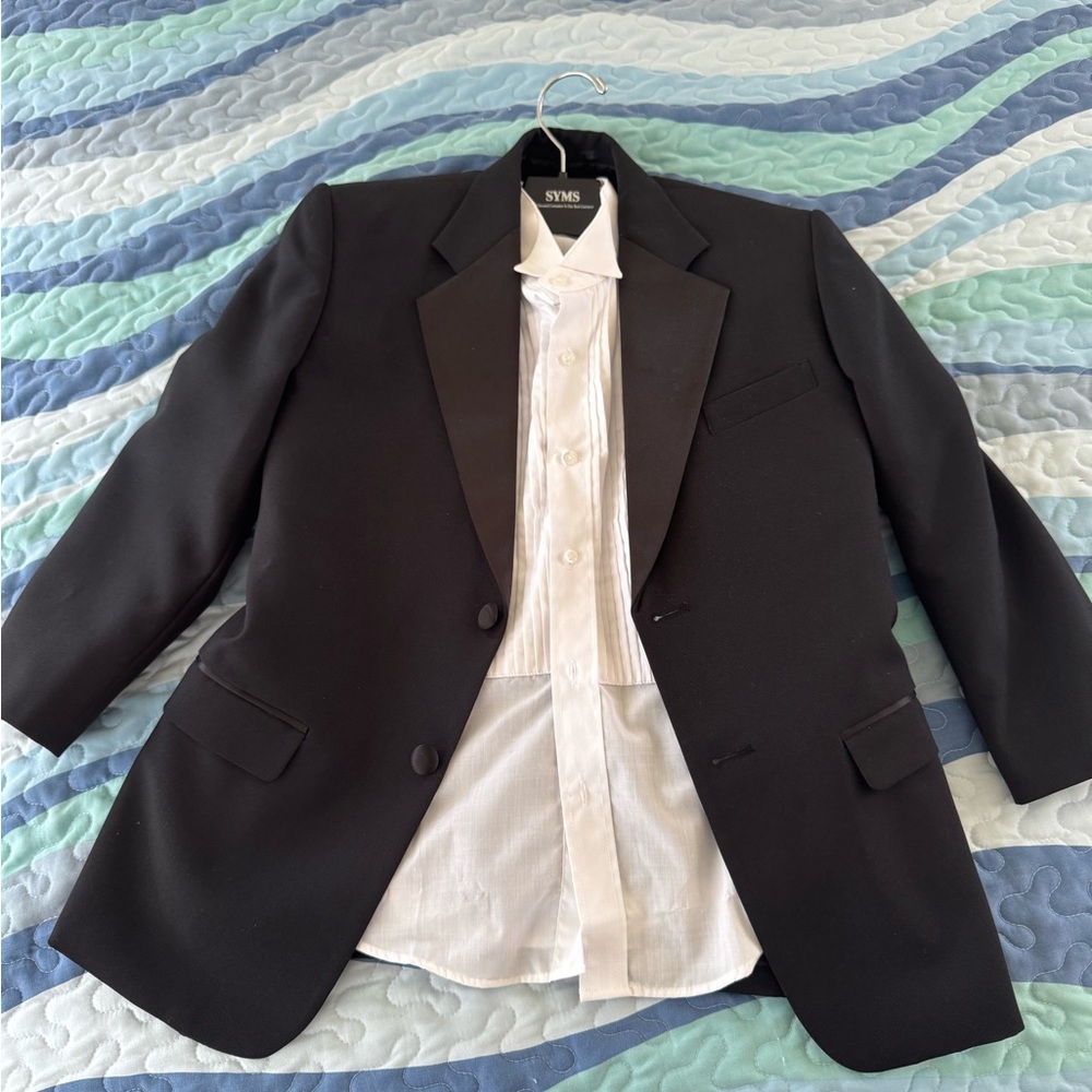 Youth Boys Tuxedo 3 piece Black Size 10-14 Wedding Suit